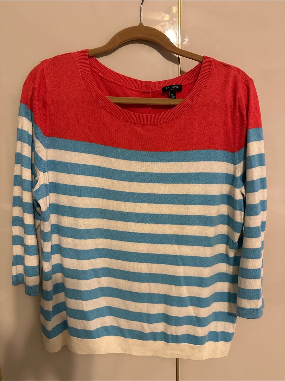 Talbots Striped Boatneck Top w 3/4 sleeves